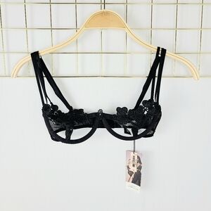 NWT Victoria's Secret x Bluebella Black Open Cup Sexy Embroidered Bra